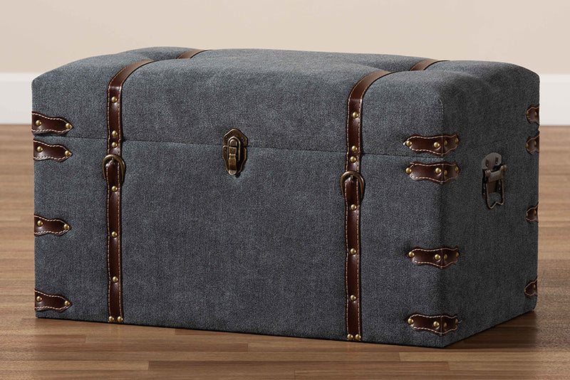 Baxton Studio Palma Modern and Contemporary Transitional Grey Fabric Upholstered Storage Trunk Ottoman