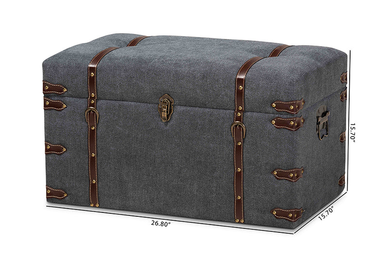 Baxton Studio Palma Modern and Contemporary Transitional Grey Fabric Upholstered Storage Trunk Ottoman