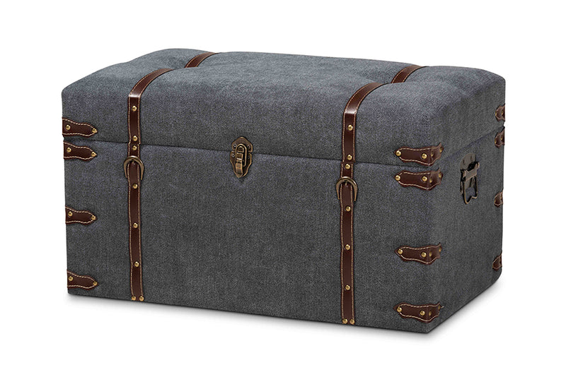 Baxton Studio Palma Modern and Contemporary Transitional Grey Fabric Upholstered Storage Trunk Ottoman