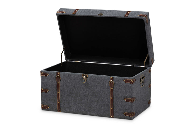 Baxton Studio Palma Modern and Contemporary Transitional Grey Fabric Upholstered Storage Trunk Ottoman