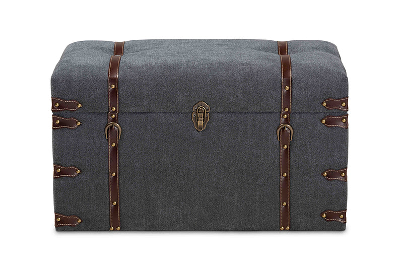 Baxton Studio Palma Modern and Contemporary Transitional Grey Fabric Upholstered Storage Trunk Ottoman
