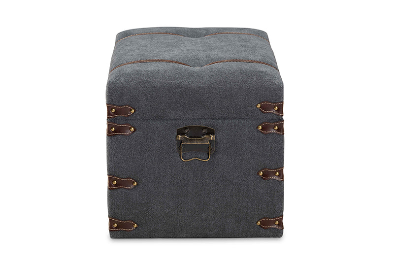 Baxton Studio Palma Modern and Contemporary Transitional Grey Fabric Upholstered Storage Trunk Ottoman