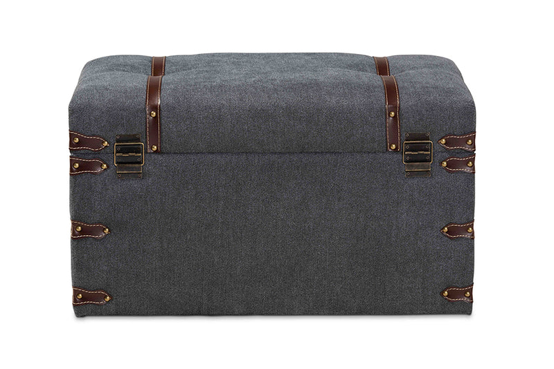 Baxton Studio Palma Modern and Contemporary Transitional Grey Fabric Upholstered Storage Trunk Ottoman