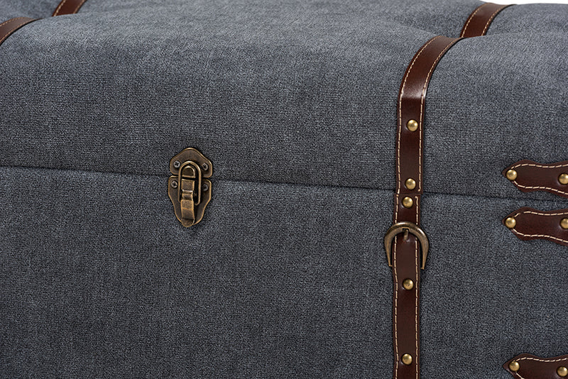 Baxton Studio Palma Modern and Contemporary Transitional Grey Fabric Upholstered Storage Trunk Ottoman