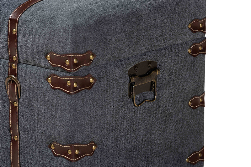 Baxton Studio Palma Modern and Contemporary Transitional Grey Fabric Upholstered Storage Trunk Ottoman