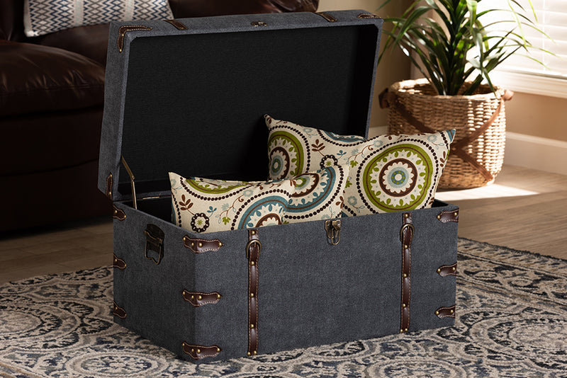 Baxton Studio Palma Modern and Contemporary Transitional Grey Fabric Upholstered Storage Trunk Ottoman