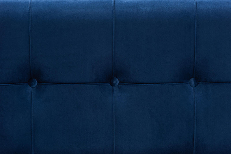Baxton Studio Parker Glam and Luxe Navy Blue Velvet Upholstered and Gold Metal Finished Storage Ottoman