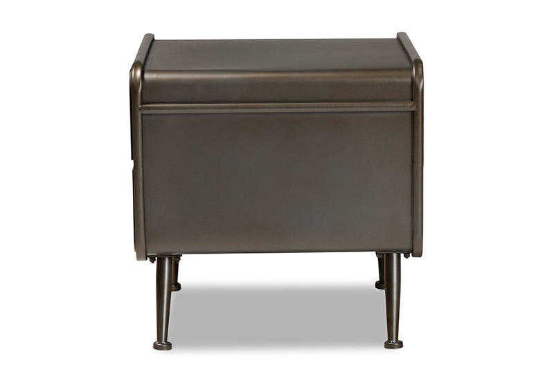 Baxton Studio Kaiya Rustic and Industrial Oak Brown Finished Wood and Black Metal 2-Drawer Nightstand