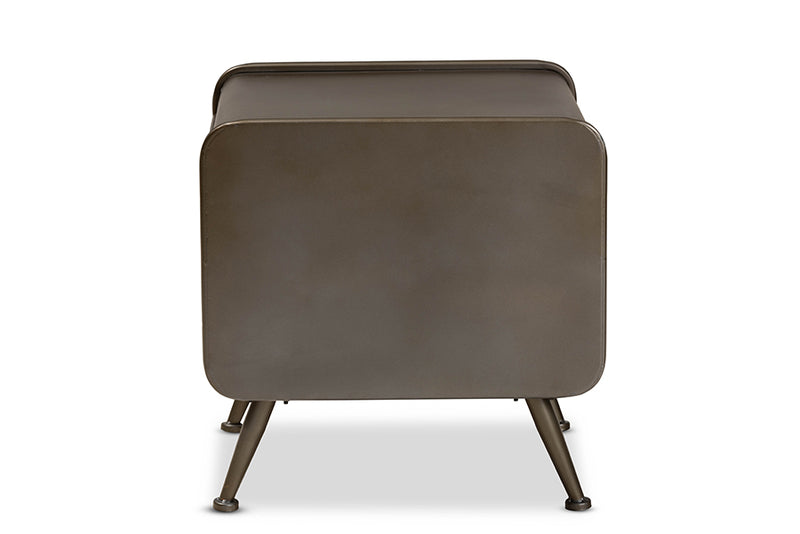 Baxton Studio Kaiya Rustic and Industrial Oak Brown Finished Wood and Black Metal 2-Drawer Nightstand