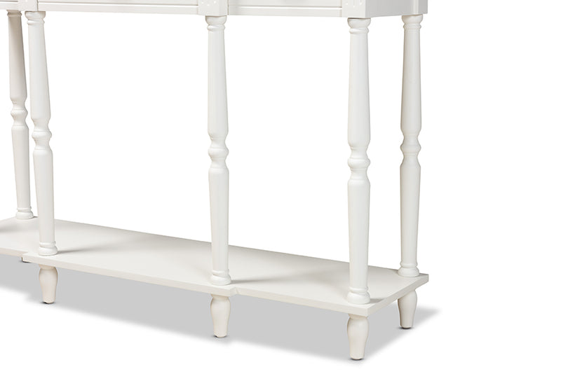 Baxton Studio Hallan Classic and Traditional French Provincial White Finished Wood 3-Drawer Console Table
