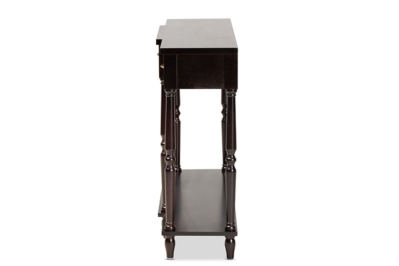 Baxton Studio Hallan Classic and Traditional French Provincial Dark Brown Finished Wood 3-Drawer Console Table