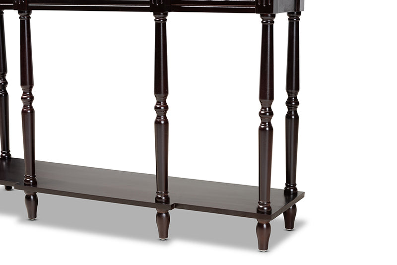 Baxton Studio Hallan Classic and Traditional French Provincial Dark Brown Finished Wood 3-Drawer Console Table