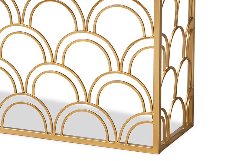 Baxton Studio Dawson Glam and Luxe Brushed Gold Finished Metal and Glass Console Table