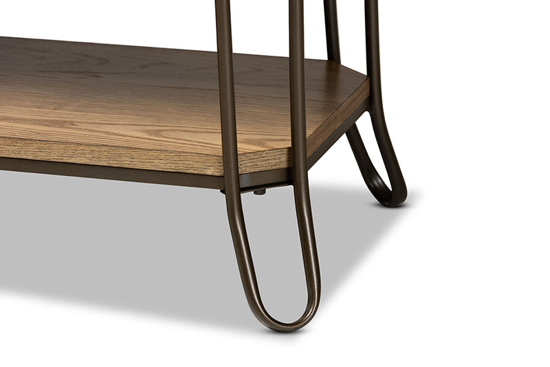 Baxton Studio Kellyn Vintage Rustic Industrial Oak Brown Finished Wood and Black Finished Metal 3-Drawer Console Table�