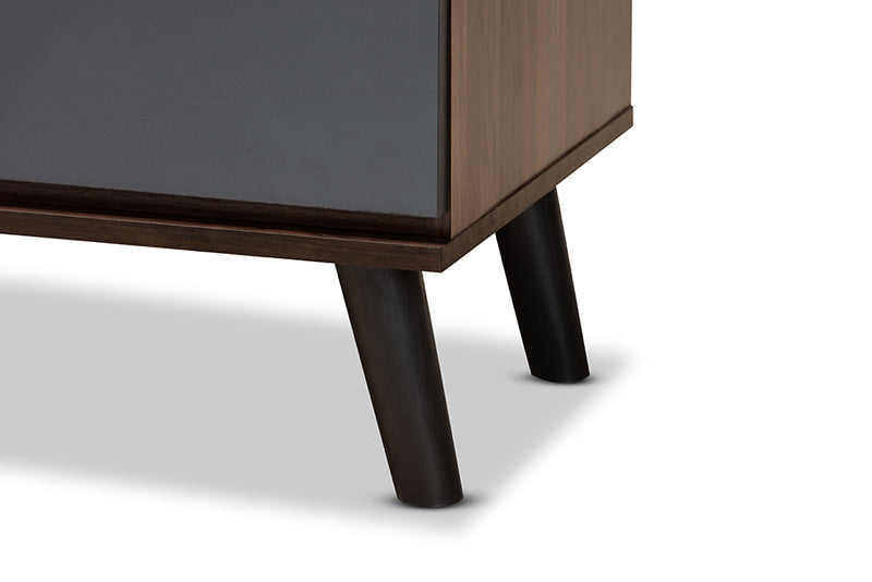 Baxton Studio Roldan Modern and Contemporary Two-Tone Walnut and Grey Finished Wood 3-Drawer Bedroom Chest
