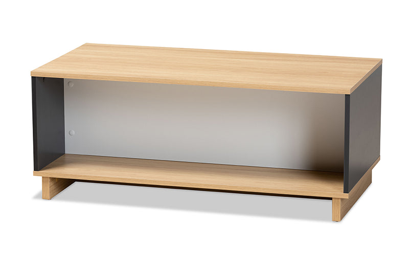 Baxton Studio Marigold Modern and Contemporary Multicolor Oak Brown and Grey Finished Wood Storage Coffee Table