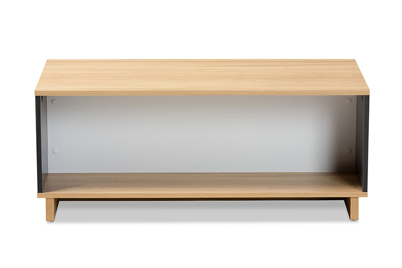 Baxton Studio Marigold Modern and Contemporary Multicolor Oak Brown and Grey Finished Wood Storage Coffee Table