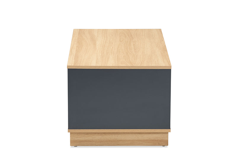 Baxton Studio Marigold Modern and Contemporary Multicolor Oak Brown and Grey Finished Wood Storage Coffee Table