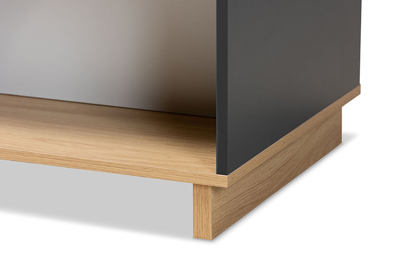 Baxton Studio Marigold Modern and Contemporary Multicolor Oak Brown and Grey Finished Wood Storage Coffee Table