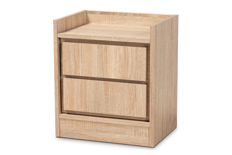 Baxton Studio Hale Modern and Contemporary Oak Finished Wood 1-Door Nightstand
