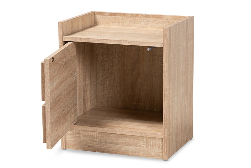 Baxton Studio Hale Modern and Contemporary Oak Finished Wood 1-Door Nightstand