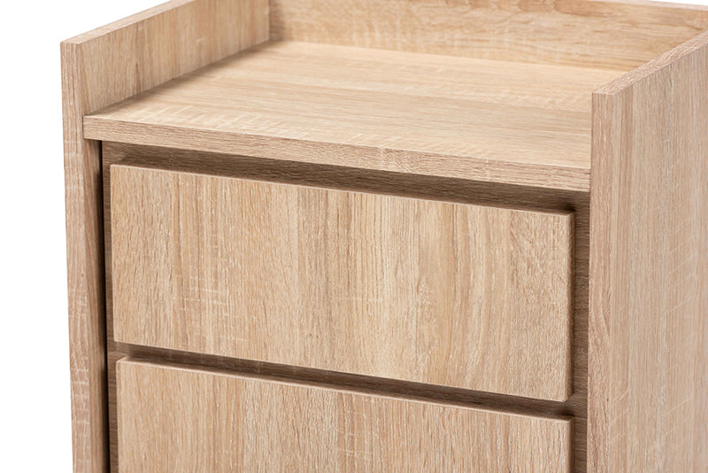 Baxton Studio Hale Modern and Contemporary Oak Finished Wood 1-Door Nightstand