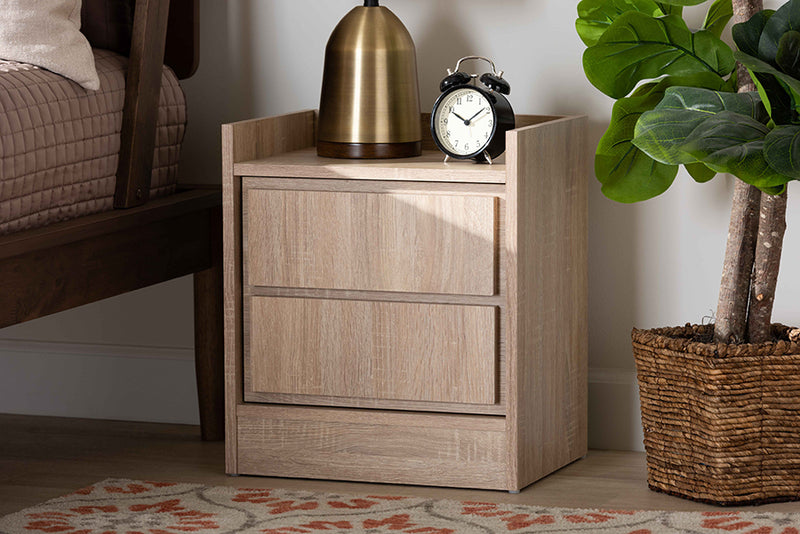 Baxton Studio Hale Modern and Contemporary Oak Finished Wood 1-Door Nightstand