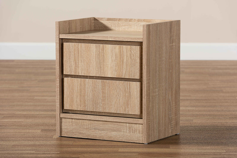 Baxton Studio Hale Modern and Contemporary Oak Finished Wood 1-Door Nightstand
