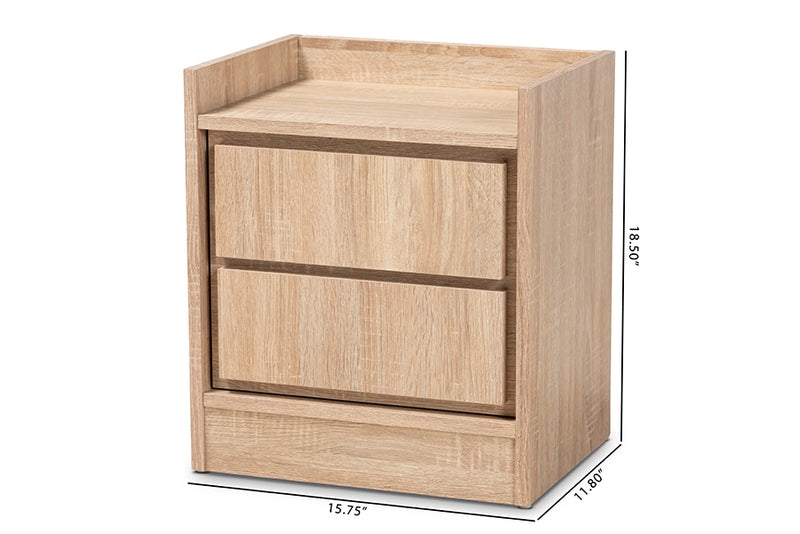 Baxton Studio Hale Modern and Contemporary Oak Finished Wood 1-Door Nightstand