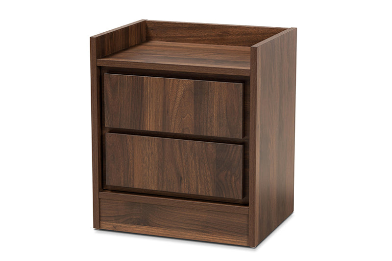 Baxton Studio Hale Modern and Contemporary Walnut Brown Finished Wood 1-Door Nightstand