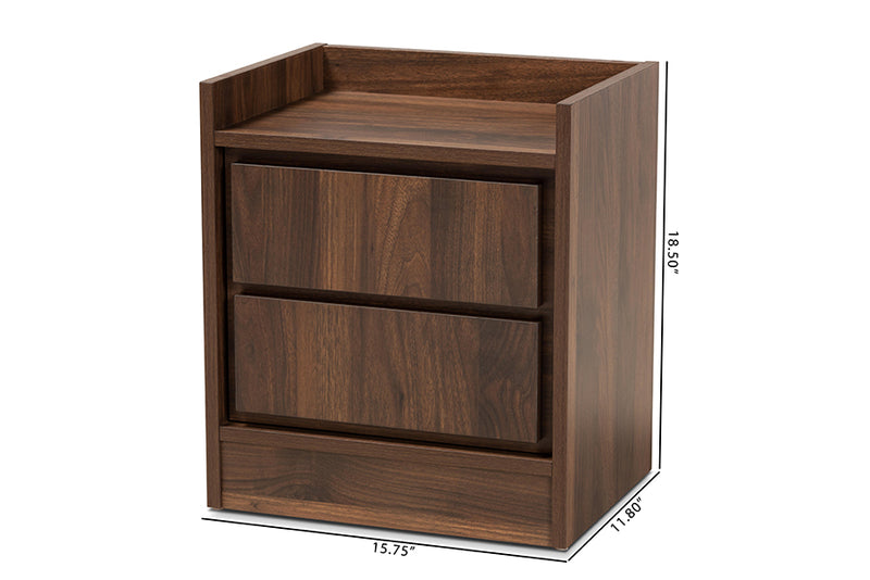 Baxton Studio Hale Modern and Contemporary Walnut Brown Finished Wood 1-Door Nightstand