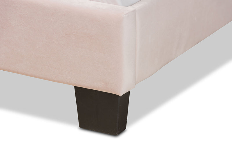 Baxton Studio Caprice Modern and Contemporary Glam Light Pink Velvet Fabric Upholstered Full Size Panel Bed