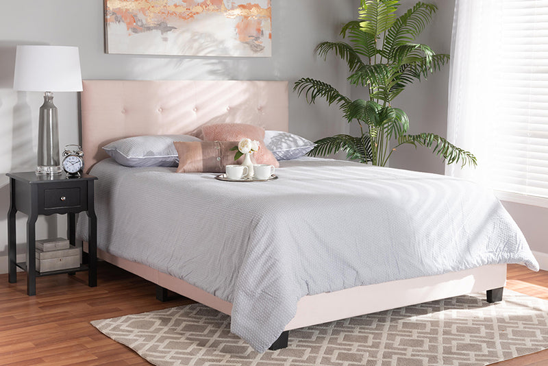 Baxton Studio Caprice Modern and Contemporary Glam Light Pink Velvet Fabric Upholstered Full Size Panel Bed