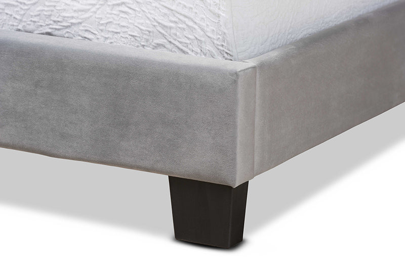 Baxton Studio Tamira Modern and Contemporary Glam Grey Velvet Fabric Upholstered Twin Size Panel Bed