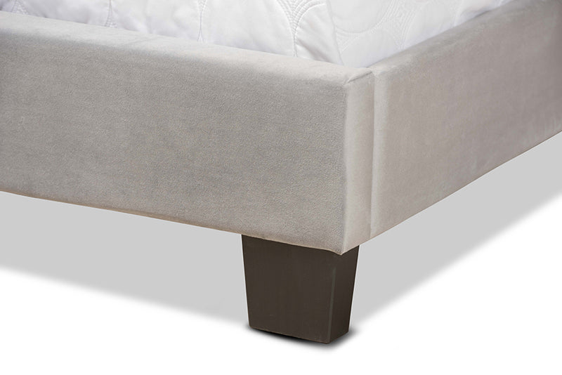Baxton Studio Tamira Modern and Contemporary Glam Grey Velvet Fabric Upholstered Queen Size Panel Bed
