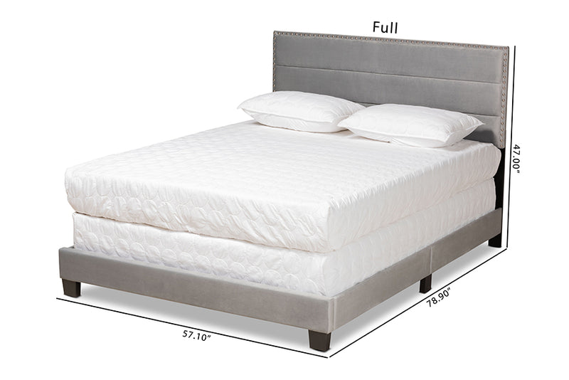 Baxton Studio Tamira Modern and Contemporary Glam Grey Velvet Fabric Upholstered Queen Size Panel Bed