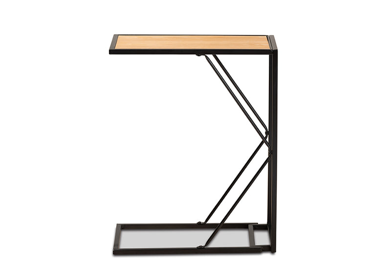 Baxton Studio Johan Modern Industrial Walnut Brown Finished Wood and Black Finished Metal C End Table
