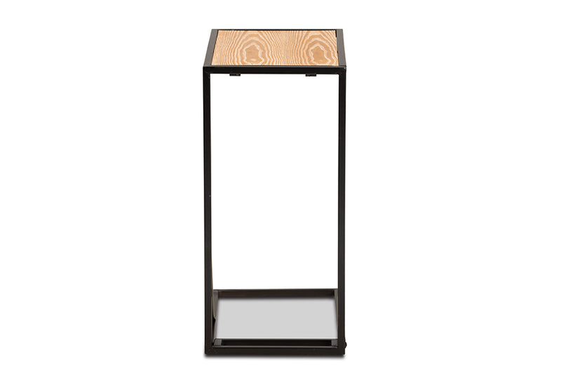 Baxton Studio Johan Modern Industrial Walnut Brown Finished Wood and Black Finished Metal C End Table