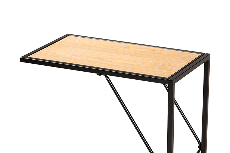 Baxton Studio Johan Modern Industrial Walnut Brown Finished Wood and Black Finished Metal C End Table