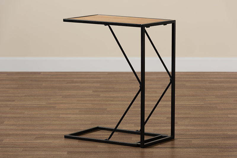 Baxton Studio Johan Modern Industrial Walnut Brown Finished Wood and Black Finished Metal C End Table