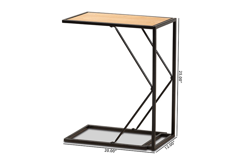 Baxton Studio Johan Modern Industrial Walnut Brown Finished Wood and Black Finished Metal C End Table