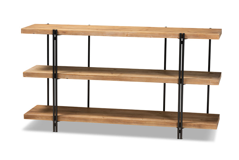 Baxton Studio Tarah Modern Rustic and Industrial Natural Brown Finished Wood and Black Finished Metal Console Table