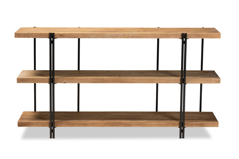 Baxton Studio Tarah Modern Rustic and Industrial Natural Brown Finished Wood and Black Finished Metal Console Table