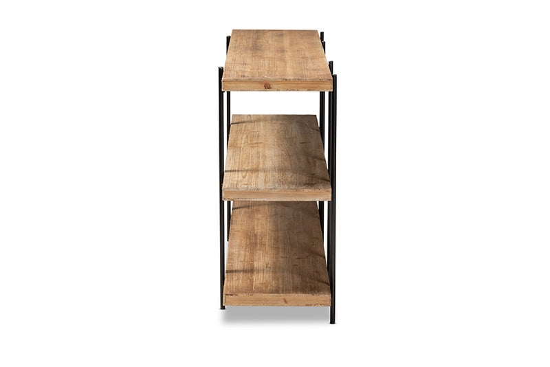 Baxton Studio Tarah Modern Rustic and Industrial Natural Brown Finished Wood and Black Finished Metal Console Table