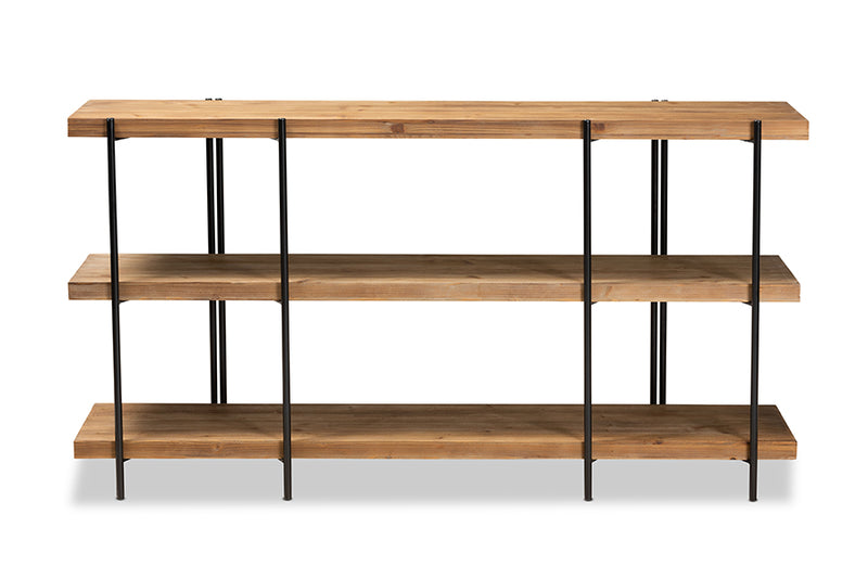 Baxton Studio Tarah Modern Rustic and Industrial Natural Brown Finished Wood and Black Finished Metal Console Table
