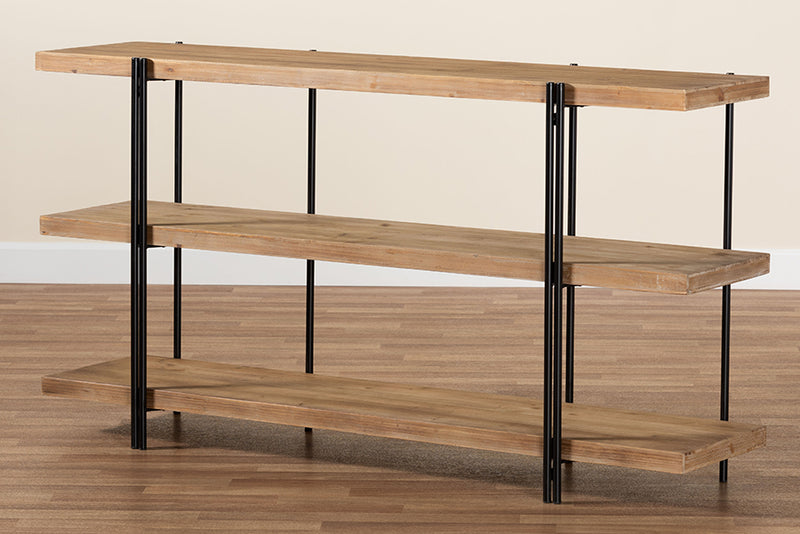 Baxton Studio Tarah Modern Rustic and Industrial Natural Brown Finished Wood and Black Finished Metal Console Table