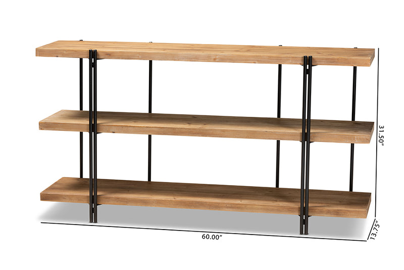 Baxton Studio Tarah Modern Rustic and Industrial Natural Brown Finished Wood and Black Finished Metal Console Table