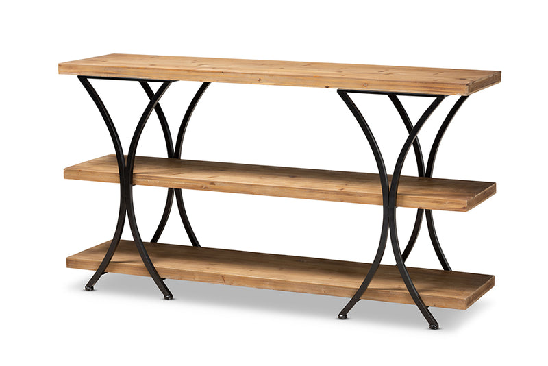 Baxton Studio Terrell Modern Rustic and Industrial Natural Brown Finished Wood and Black Finished Metal Console Table