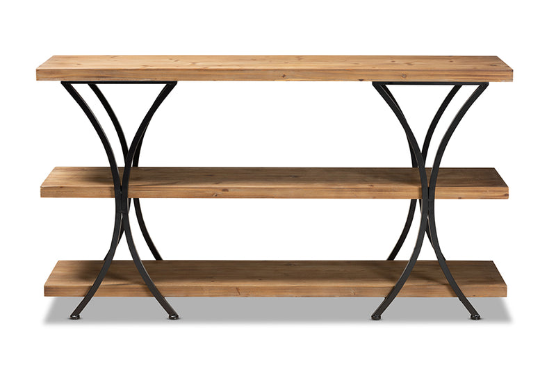 Baxton Studio Terrell Modern Rustic and Industrial Natural Brown Finished Wood and Black Finished Metal Console Table