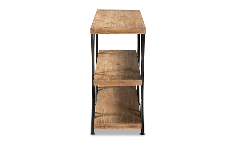Baxton Studio Terrell Modern Rustic and Industrial Natural Brown Finished Wood and Black Finished Metal Console Table